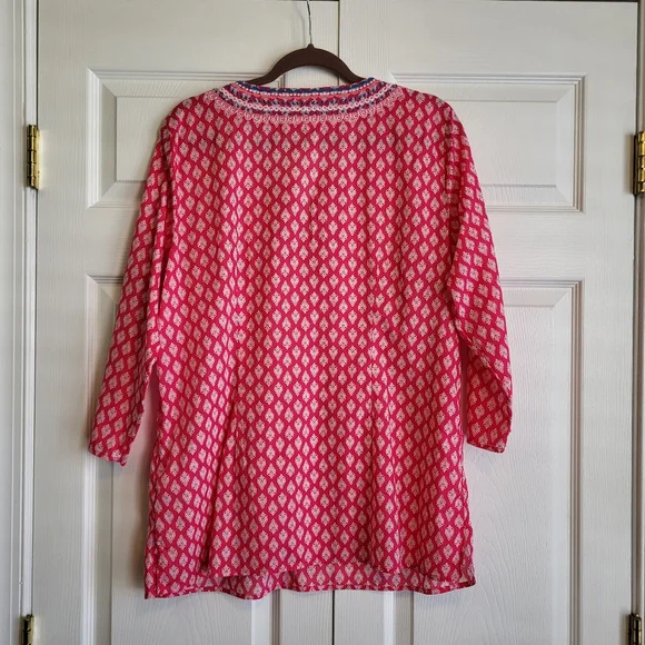 Talbots Women's Pink Embroidered Tunic Top Size Large - Picture 4 of 6
